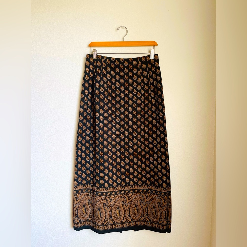 BRIGGS paisley print black/brown long skirt